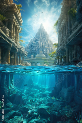 The Lost City of Atlantis situated in the Atlantic Ocean