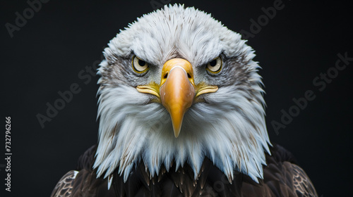 Front On Head Shot Of A Bald Eagle. bald eagle close up. AI Generative