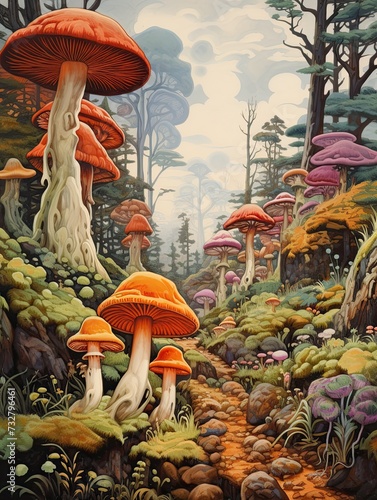 Whimsical Mushroom Forests: Vintage Nature Wall Decor Art