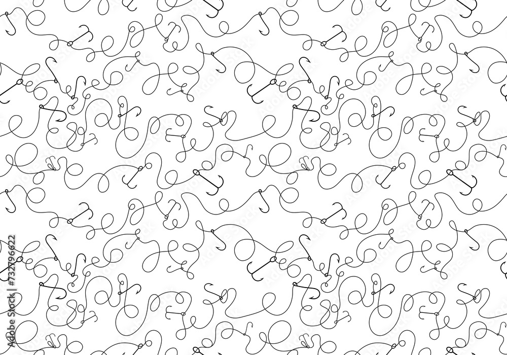 Fisherman equipment seamless fishing steel hook pattern for wrapping paper and fabrics and linens and hobby Fisherman equipment seamless fishing steel hook pattern for wrapping paper and fabrics and linens and hobby
