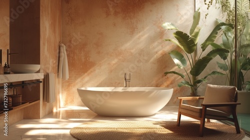 Zen-Inspired Minimalist Bathroom Oasis with Natural Tones