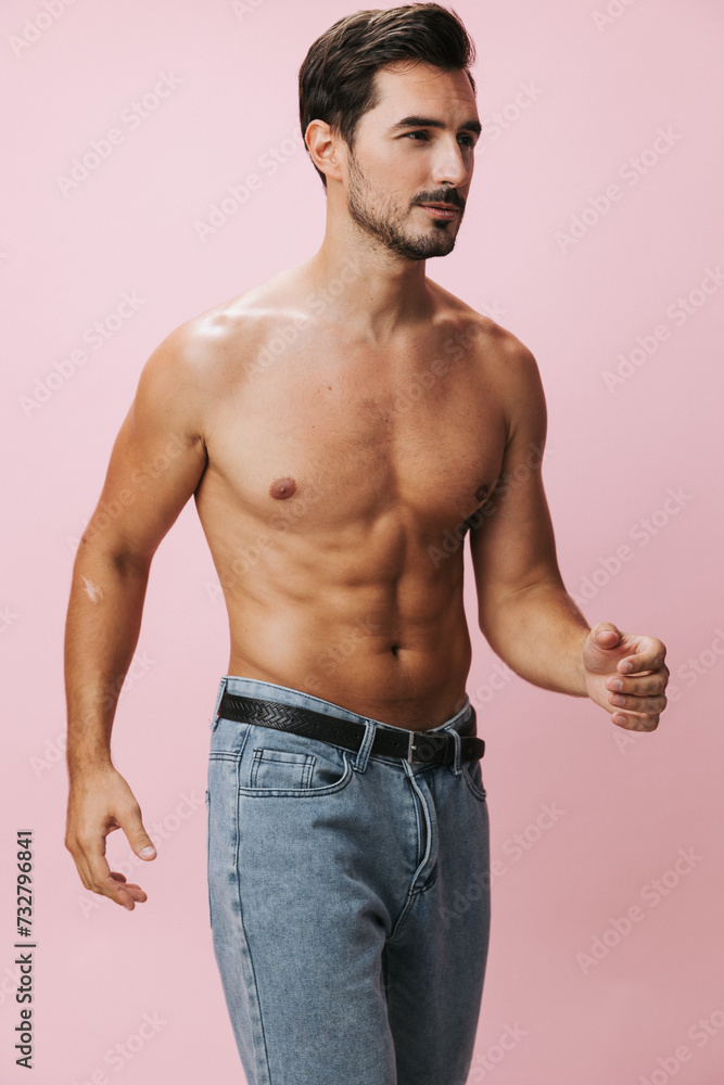 Man muscular naked background body torso muscle