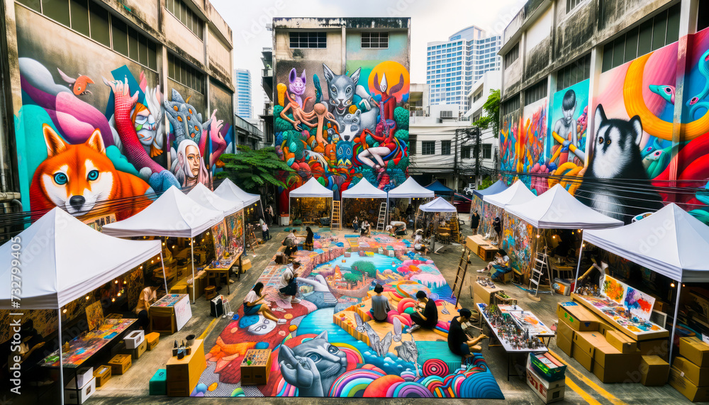 Urban Canvas: Vibrant Street Art Festival Breathes Life into City Alleys with Murals and Creative Installations