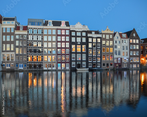 Buildings reflections on canal at Amsterdam, Holland, The Netherlands © asaleta