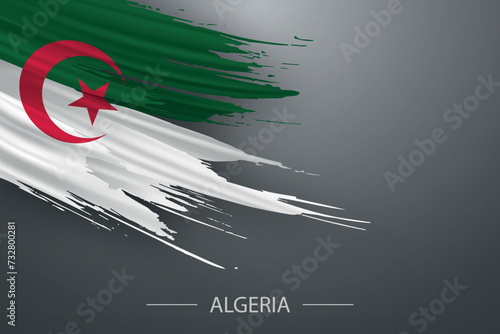 3d grunge brush stroke flag of Algeria photo