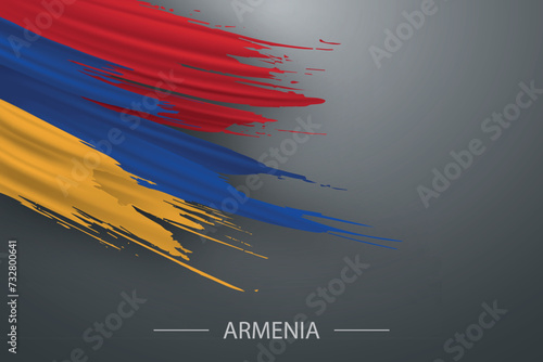 3d grunge brush stroke flag of Armenia