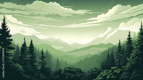 seamless background with coniferous branches pattern, coniferous, fir, 