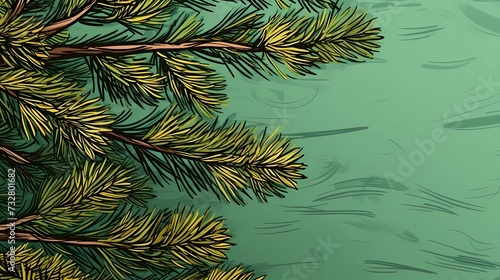 seamless background with coniferous branches pattern, coniferous, fir, 