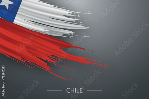 3d grunge brush stroke flag of Chile photo