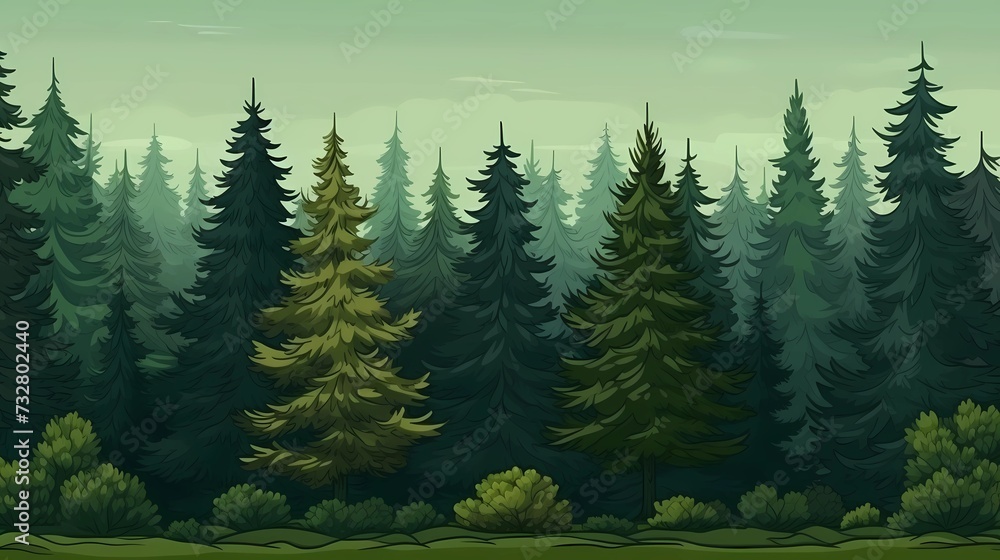 Fototapeta premium seamless background with coniferous branches pattern, coniferous, fir, 