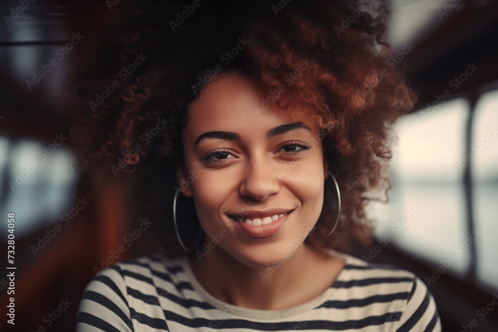 Pretty afro-american woman on the yacht. Generative AI Pretty afro-american woman on the yacht. Generative AI