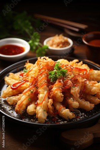Tempura Udon with Dipping Sauce. Best For Banner, Flyer, and Poster