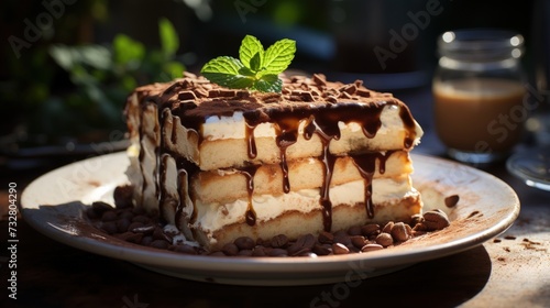 Tiramisu with Espresso Drizzle. Best For Banner, Flyer, and Poster