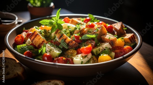 Panzanella Salad with Balsamic Vinaigrette. Best For Banner, Flyer, and Poster