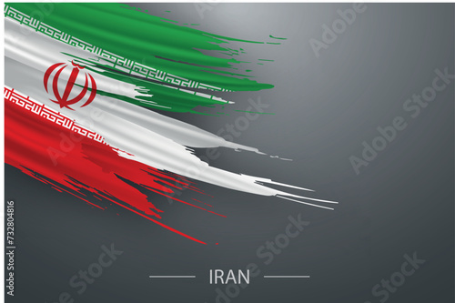 3d grunge brush stroke flag of Iran