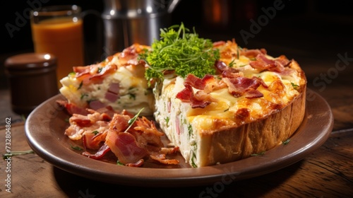 Quiche Lorraine with Smoked Bacon. Best For Banner, Flyer, and Poster