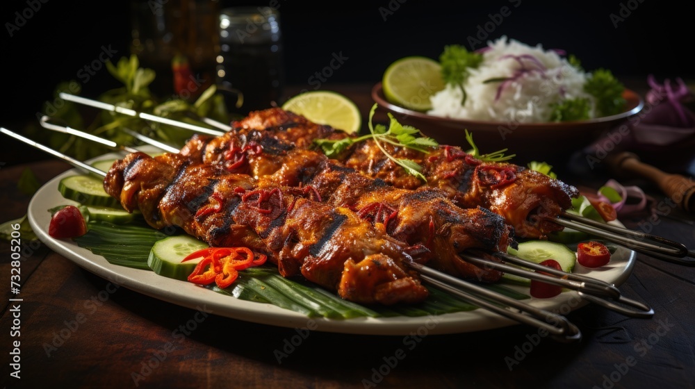 Sate Ayam Chicken Satay with Peanut Sauce. Best For Banner, Flyer, and Poster Sate Ayam Chicken Satay with Peanut Sauce. Best For Banner, Flyer, and Poster