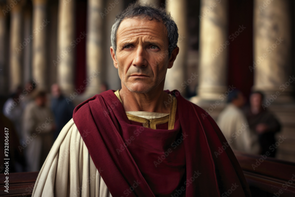 Senator in ancient Rome in front of the Roman Forum - Forum Romanum