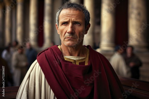 Senator in ancient Rome in front of the Roman Forum - Forum Romanum photo