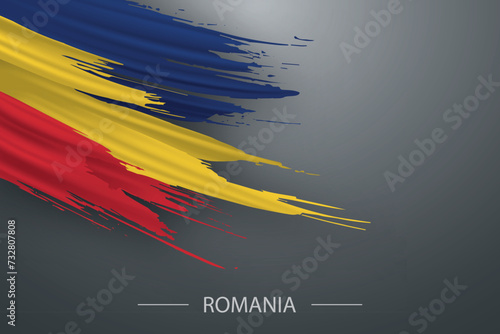 3d grunge brush stroke flag of Romania
