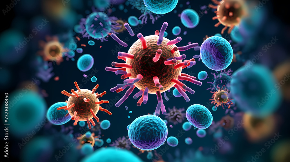 Macroscopic observation of organisms bacteria and cells and viruses under laboratory microscope Macroscopic observation of organisms bacteria and cells and viruses under laboratory microscope