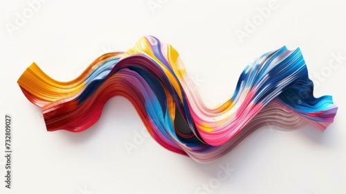 3D style abstract colorful volumetric brush stroke, painted curvy ribbon, isolated on white background