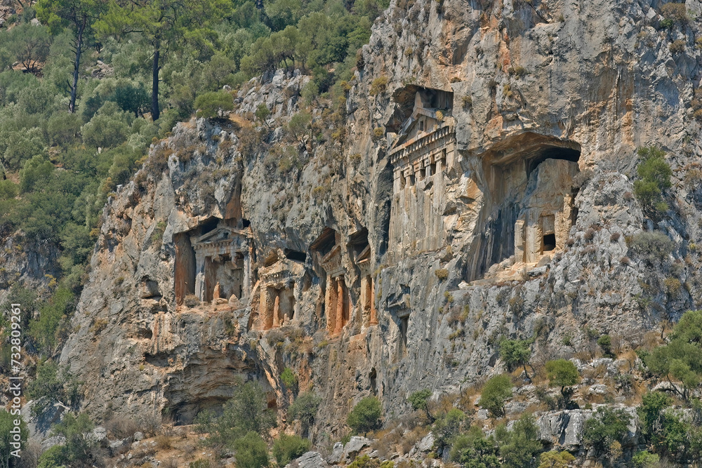 Lycian Tombs of ancient Caunos city, Dalyan, Turkey