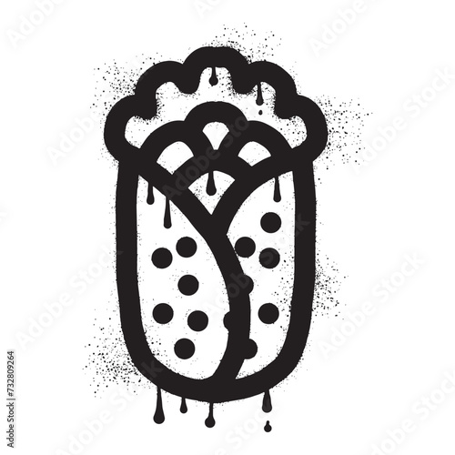 Mexican food Burrito graffiti drawn with black spray paint