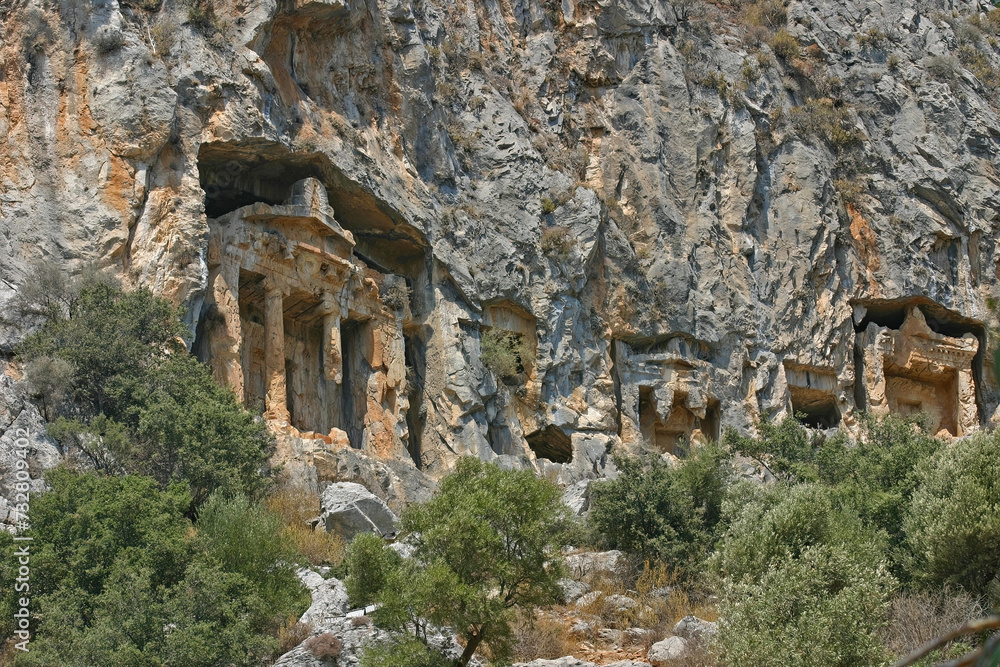 Lycian Tombs of ancient Caunos city, Dalyan, Turkey