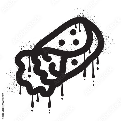 Mexican food Burrito graffiti drawn with black spray paint