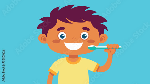 Animated boy brushing teeth with a big smile