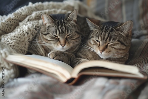 Serene Reading Nook: Cat and Owner Bonding