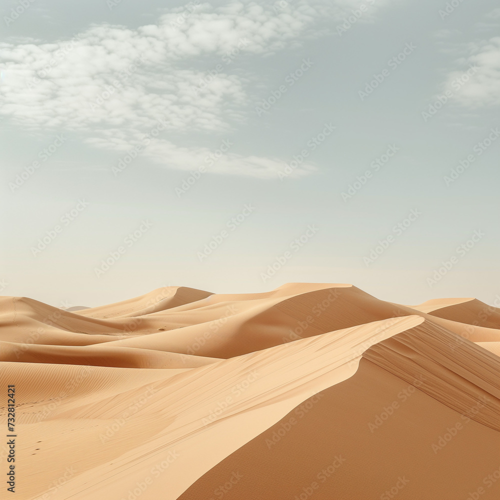 Sweeping Dunes of the Sahara Desert Under Clear Skies