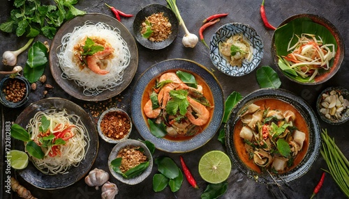 Classic Thai dishes top view