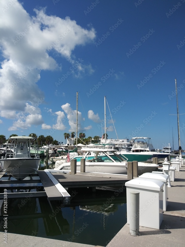 Fototapeta premium yachts in marina, yachts club, white boats
