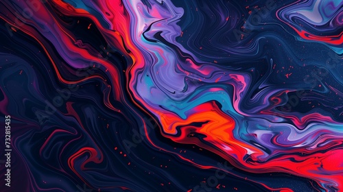Vibrant liquid marble with flowing red, blue, and purple patterns
