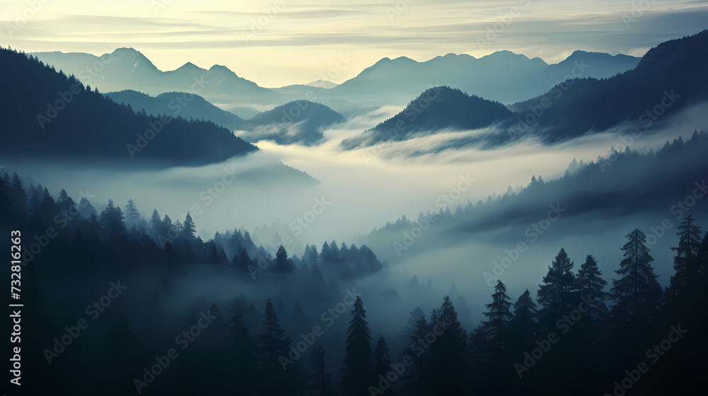 Obraz premium Majestic mountains, panoramic peaks PPT background