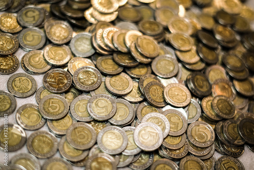 Polish money as a background. Polish coins.