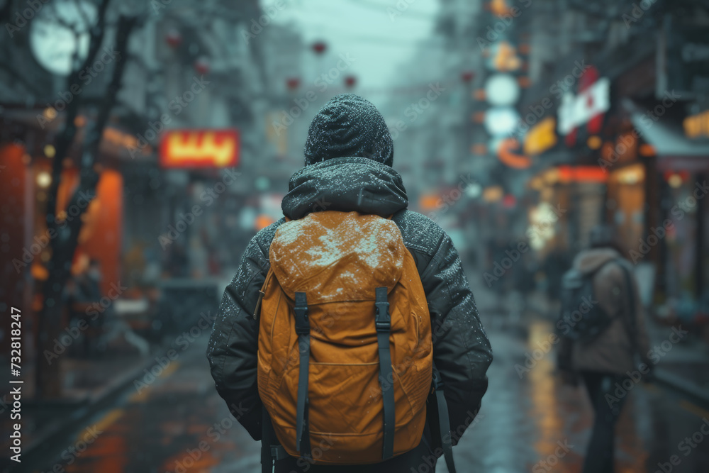A street scene captured on film, highlighting the candidness and rawness of everyday life. Concept of street photography's realism portrayed through film. Generative Ai. A street scene captured on film, highlighting the candidness and rawness of everyday life. Concept of street photography's realism portrayed through film. Generative Ai.