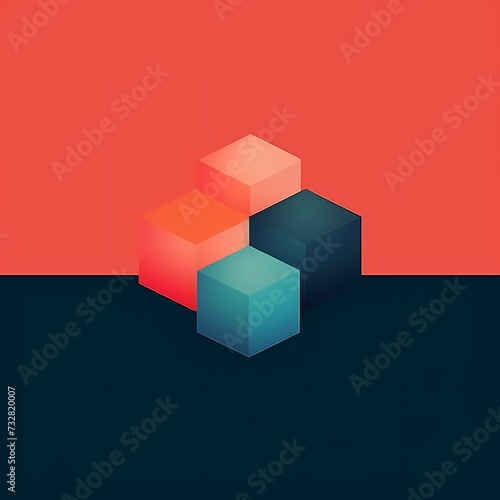 Minimalist Geometric Shapes Design with Gradient Colors on Dual Tone Background