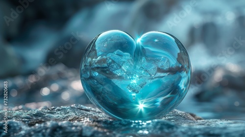 Wallpaper Mural Blue water in a heart-shaped crystal sphere. World Water Day.  Torontodigital.ca