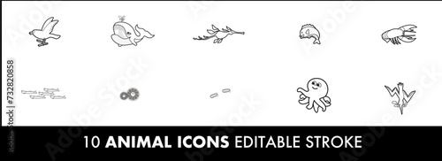 10 Animal illustrations - editable stroke