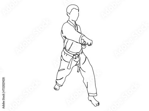 Taekwondo Player Single Line Drawing Ai, EPS, SVG, PNG, JPG zip file © LINDO
