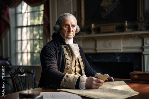 President George Washington signing the declaration of independence