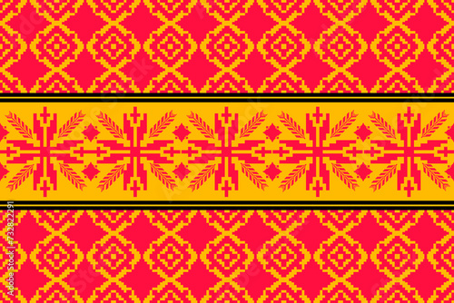 pixel element decorative pixel art elegant horizontal ornate wallpaper boho style pixel pattern geometric ethnic motif embroidery design for fabric carpet background pillow curtain blanket shirt pants