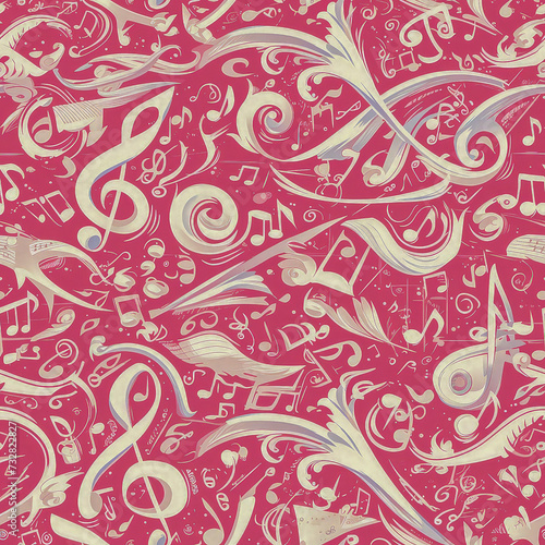 abstract patterns music, Seamless tile pattern AI art