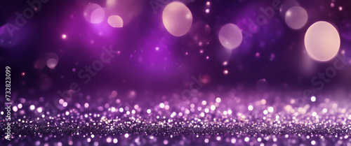 Glistening Glamour Gala: Glittering Bokeh and Shiny Metallic Accents Illuminate the Scene, Setting the Stage for a Luxurious Celebration - Abstract Purple & Silver Background
