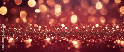Golden Illuminated Elegance: Red Bokeh with Sparkling Gold Accents, Creating a Romantic Ambiance of Celebration and Joy - Perfect for Decorations - Abstract Gold, Red & Black Background