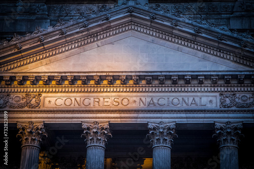 The pediment at the front of the National Congress in Buenos Aires, Argentina. photo