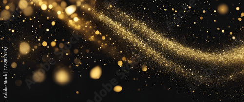 Glowing Elegance  Abstract Bokeh Lights and Glittering Sparks Illuminate the Night with Sublime Beauty - Luxe Festive Photography Experiences Await - Gold   Black Background